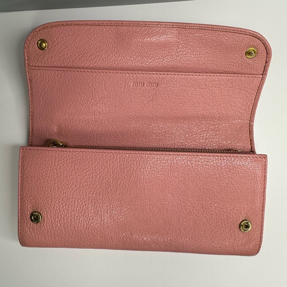 Miu Miu Pink Madras Leather Long Wallet - Picture 6 of 13